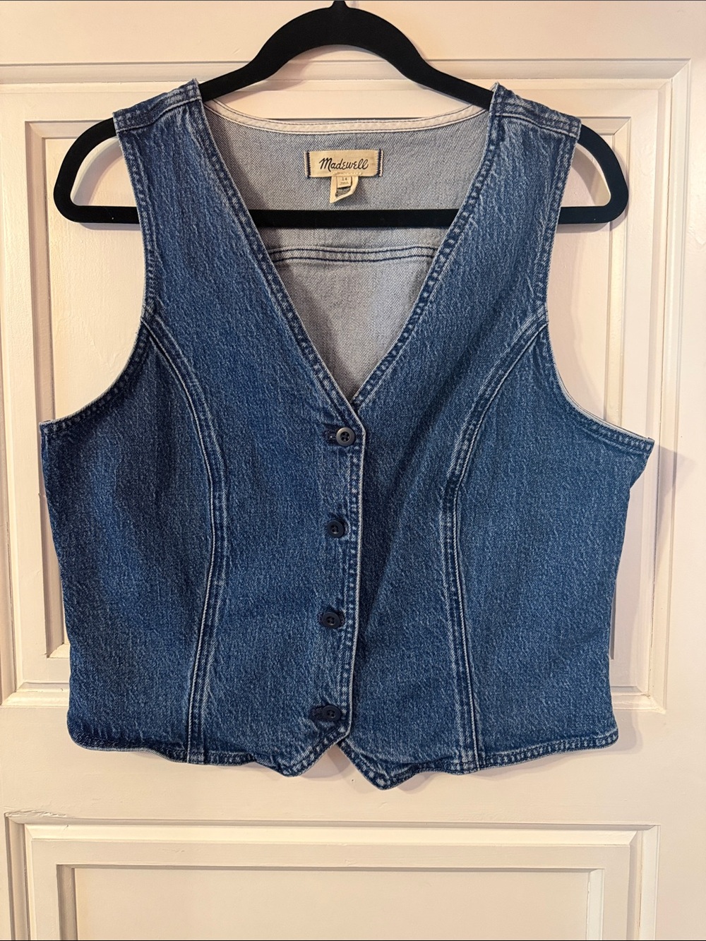 Madewell Blue Denim Button Vest